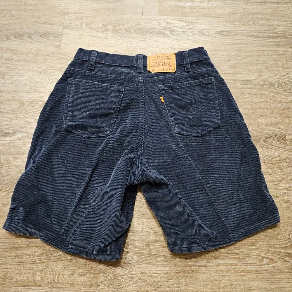 Vintage Levis 560 Corduroy Shorts Mens 32 Navy Orange Tab 8in Loose Fit 90s